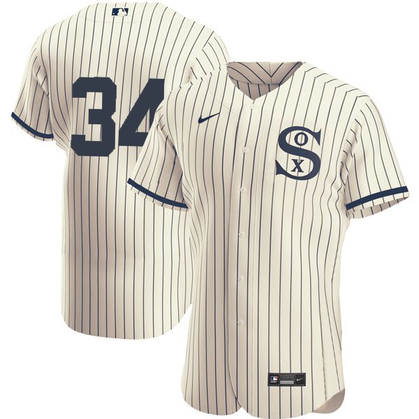 Men Chicago White Sox #34 No Name Cream stripe Dream version Elite Nike 2021 MLB Jersey